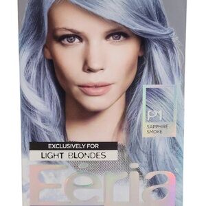 L’Oreal Feria Permanent Hair Color Light Blondes #P1 SMOKEY BLUE Decolored Box